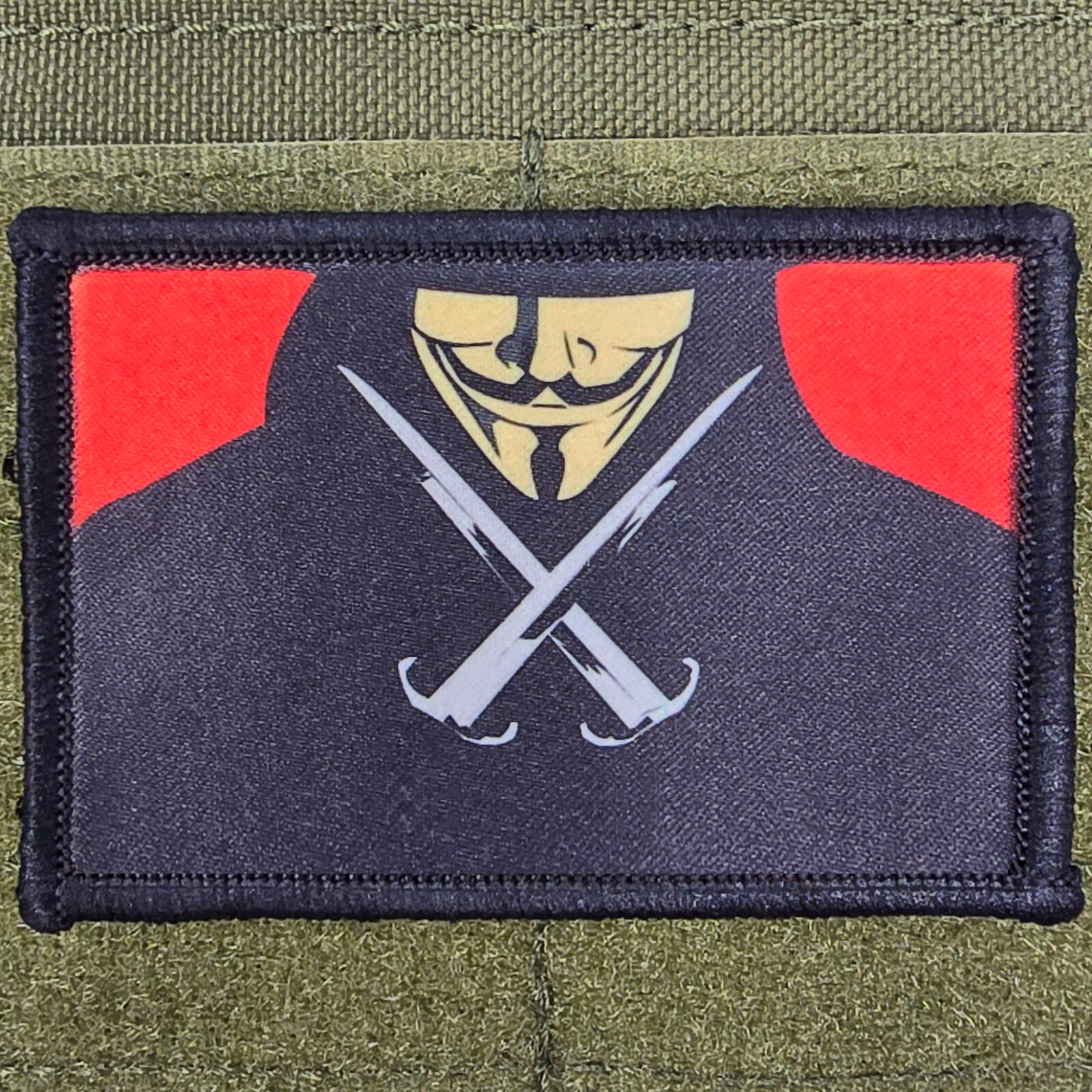 V For Vendetta Patch Moral Tactical Military Army USA Anonymous Hook & Loop 3x2