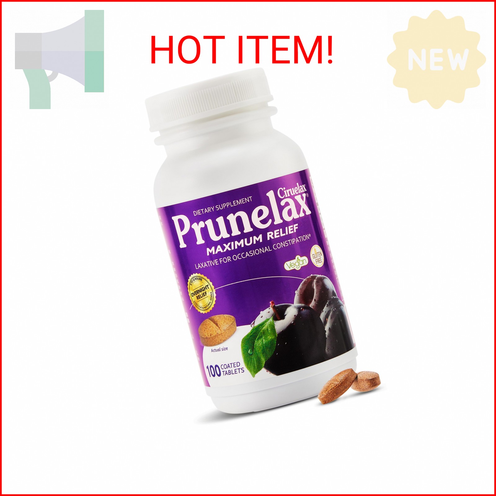 Prunelax Ciruelax Maximum Relief Laxative Tablets with Natural Senna for Occasio