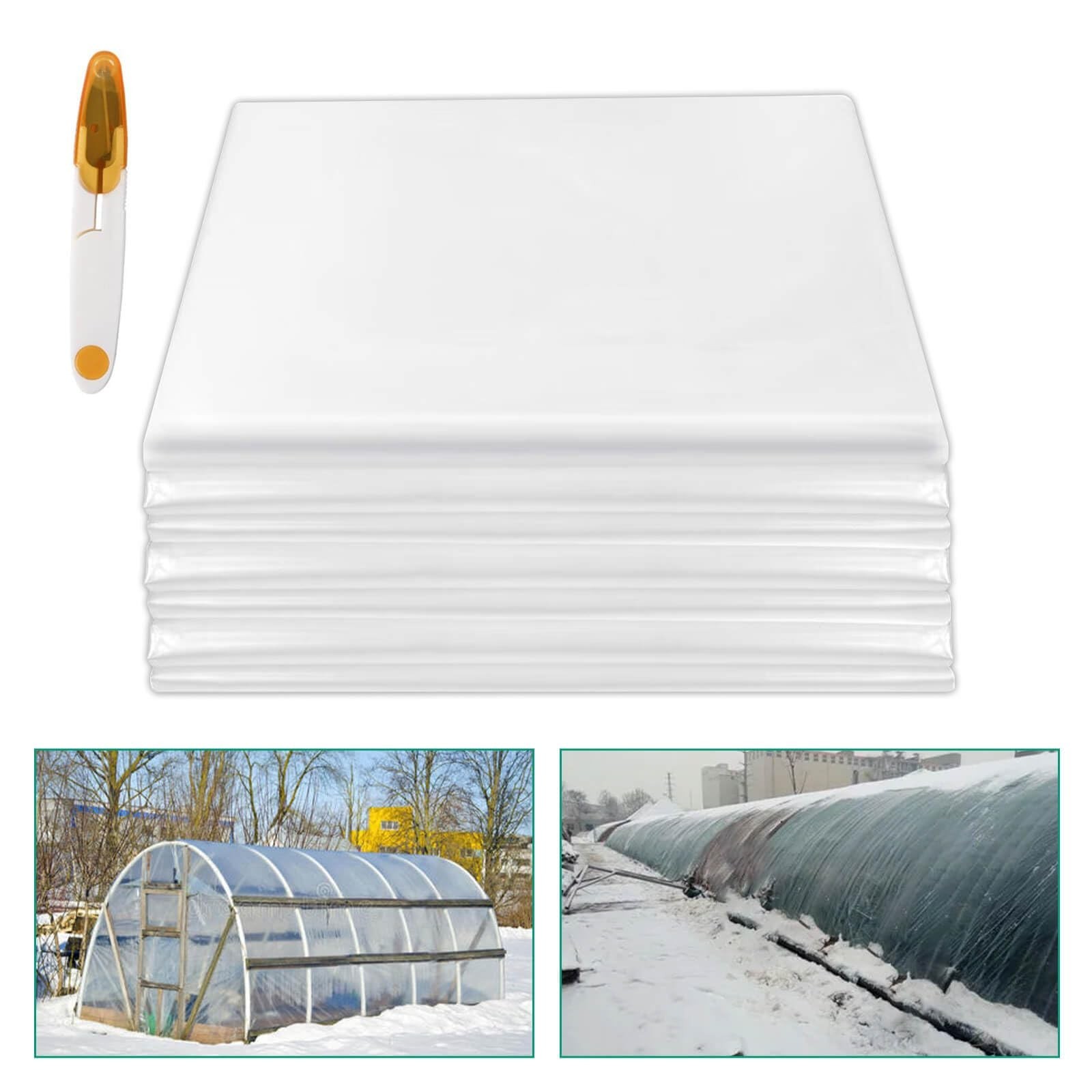 6 Mil Clear Greenhouse Plastic Sheeting 6.5X6.5FT, Anti-drip Greenhouse Film ...