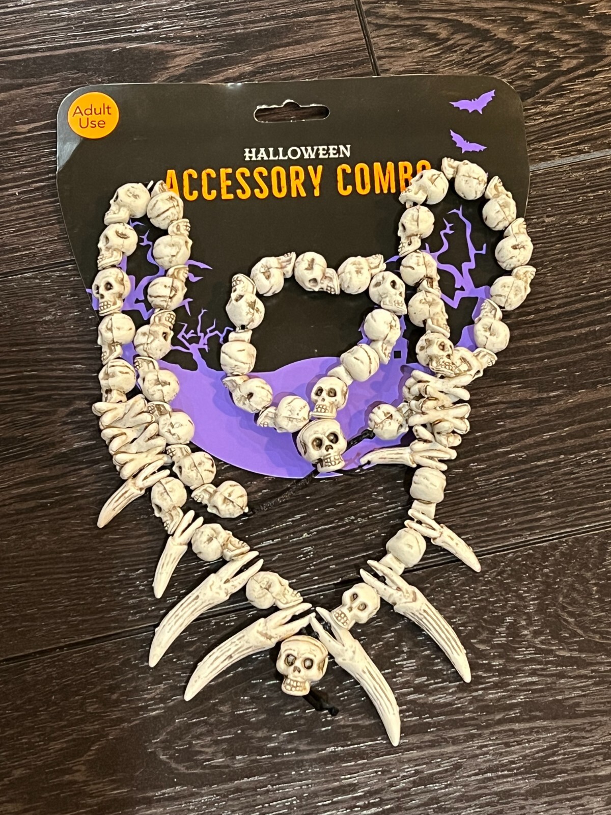 New Halloween costume Voodoo Witch Doctor Skull & Teeth necklace bracelet set