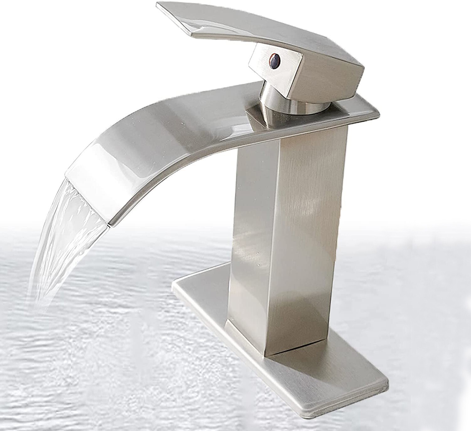 Bathroom Sink Faucet Brushed Nickel Single Hole Waterfall Vanity Basin Mixer Tap