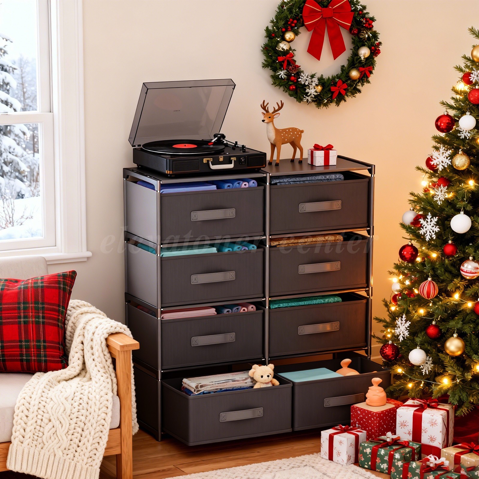 Non-Woven Fabric Multi-Functional Storage Cabinet, Double Row 8-Drawer