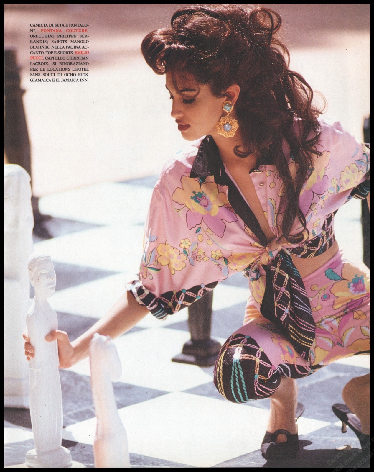 1990's High Heels Blahnik Sexy Brunette Print Ad Women Fashion shoes-1pg