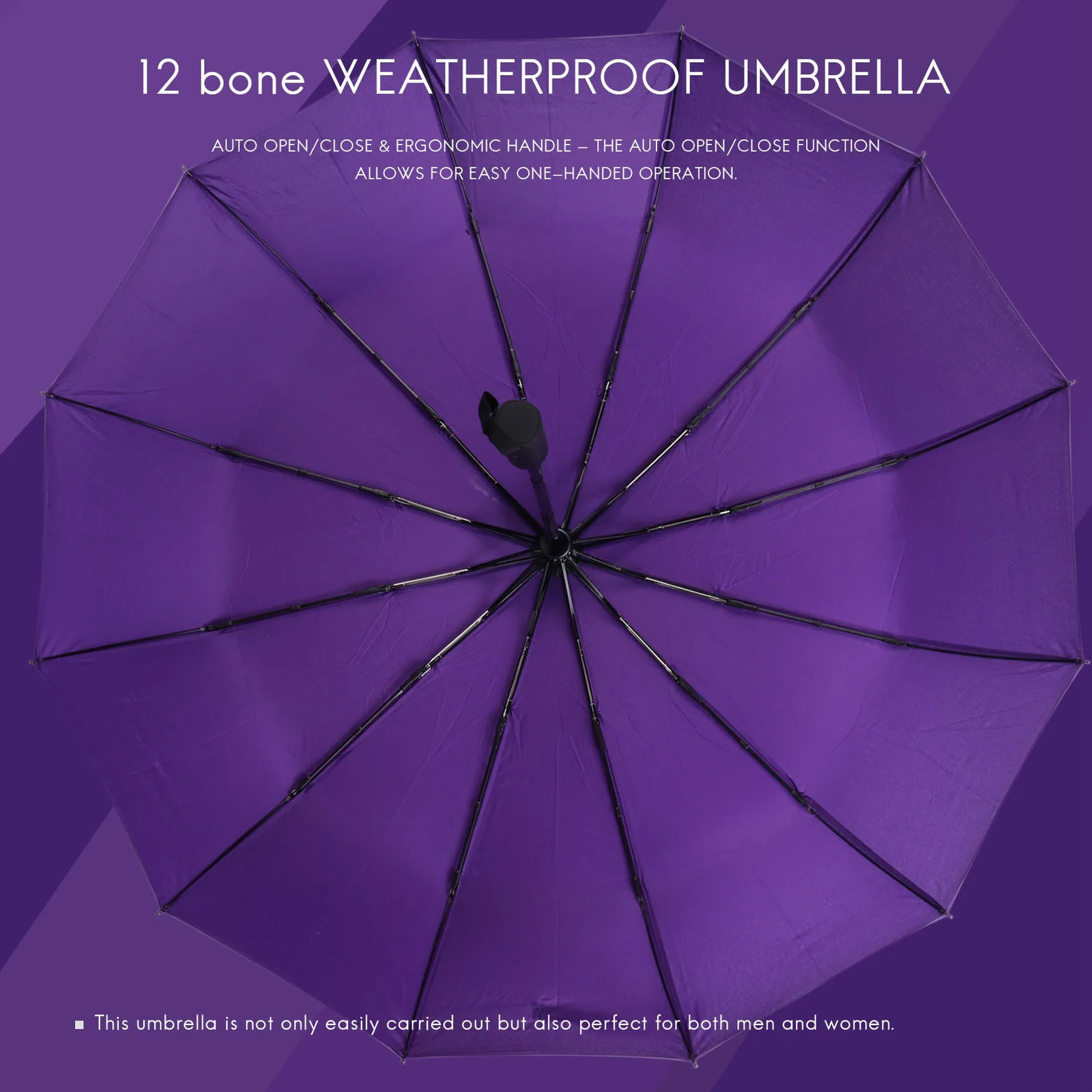 Highly Recommended.12 Ribs Handheld Folding Umbrella Windproof Compact Travel -p