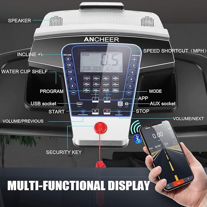 ✅4.5HP Electric Treadmill w/Bluetooth Speaker,LCD Display,Max 9MPH Treadmill✅