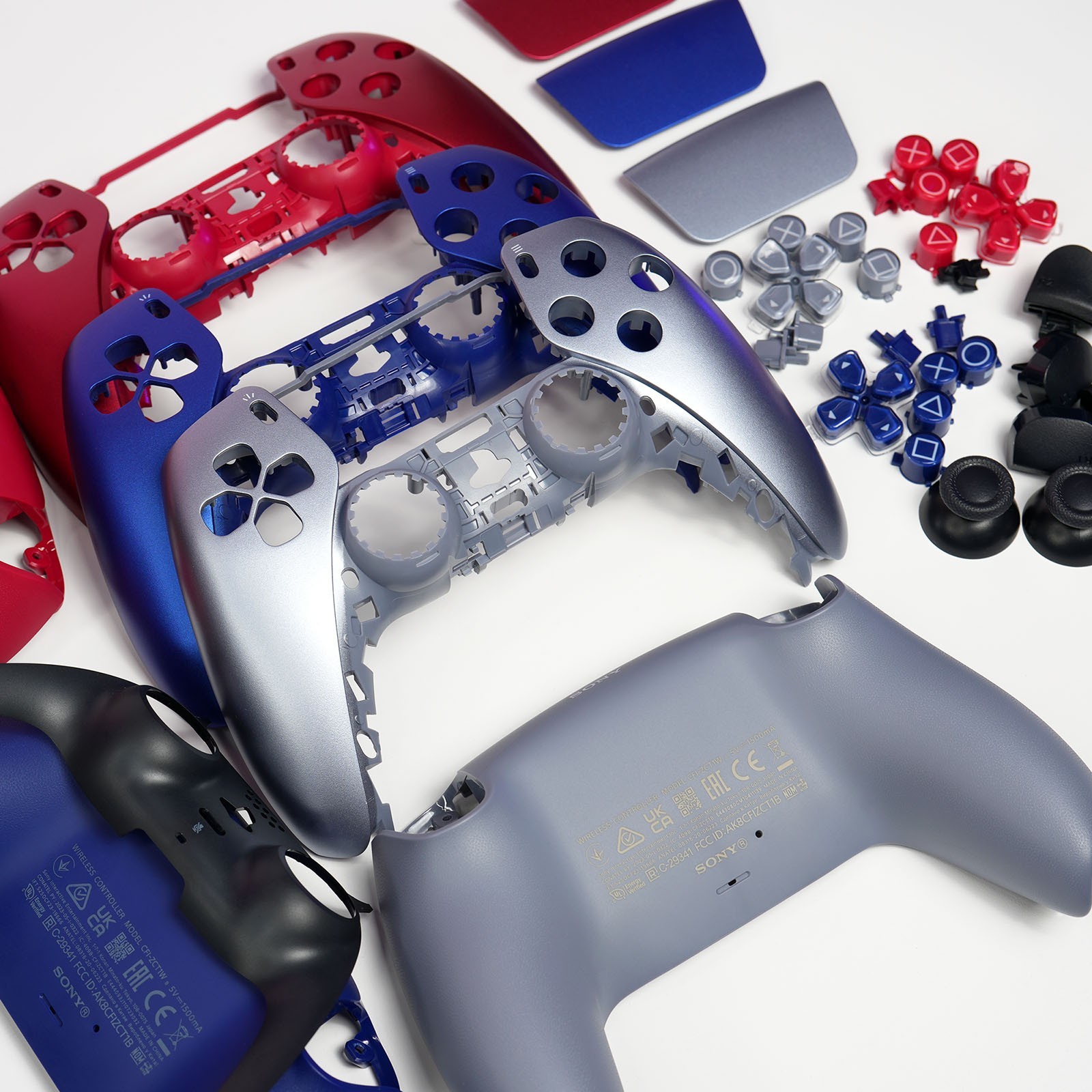 Sony PS5 Controller Parts OEM Shell Touchpad Buttons Cobalt Blue Volcanic Red