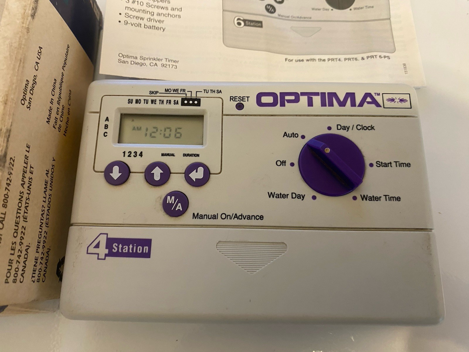 PRT-4 Optima Station Single Program Sprinkler Timer Garden Watering Controller