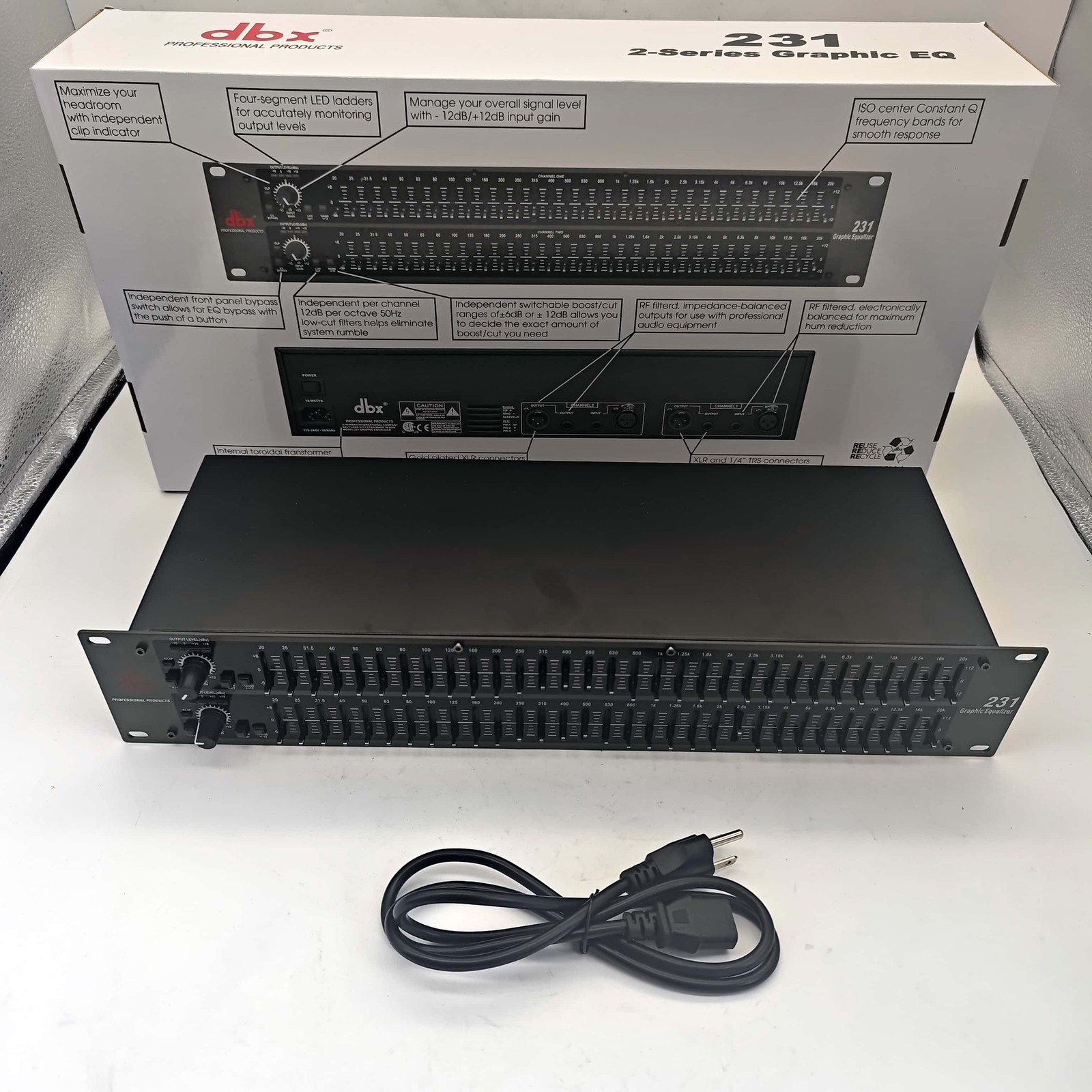 dbx 231 Dual Channel 31-Band Graphic Equalizer Rackmount Pro Audio EQ - TESTED