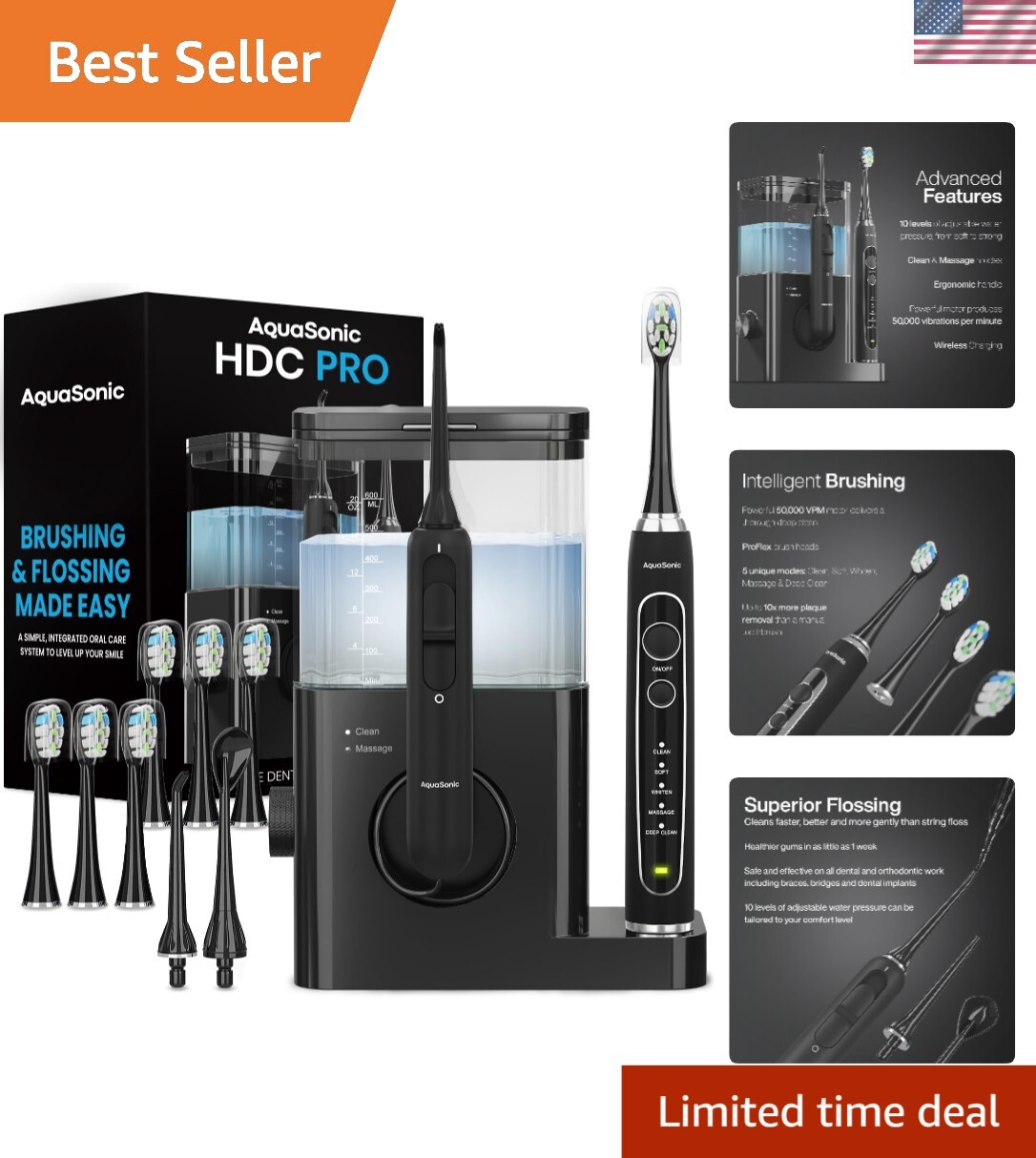 Home Dental Center PRO: Power Toothbrush & Water Flosser for Ultimate Oral Care