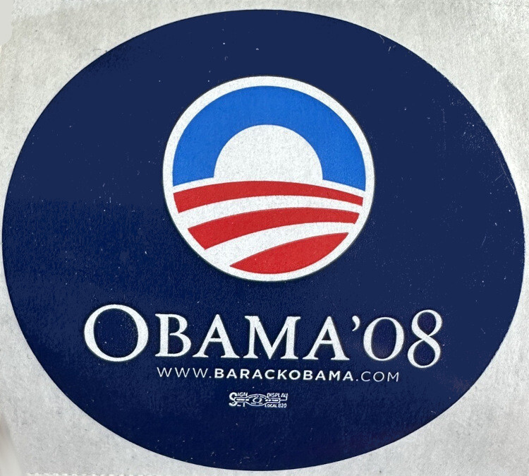 “Obama ‘08” official campaign sticker - 2” blue circle sticker