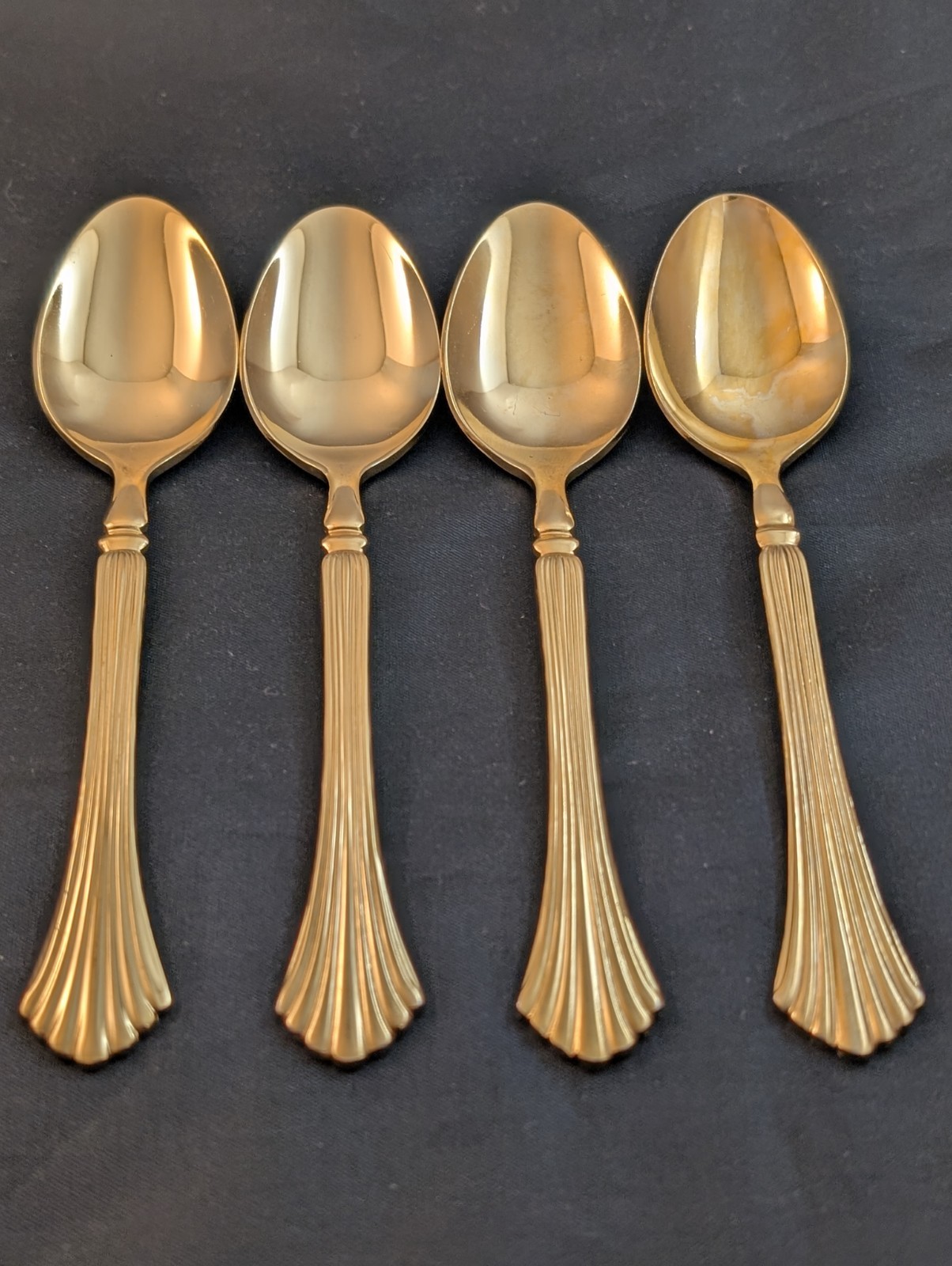 Lot Of 4 Rogers GOLD CASCADE Gold Electroplate Stainless Teaspoons 6"