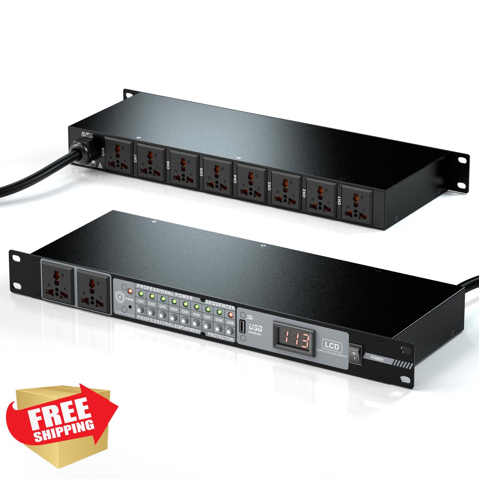 10 Outlet Power Conditioner 1U Rack Mount Sequencer Audio Home Theater