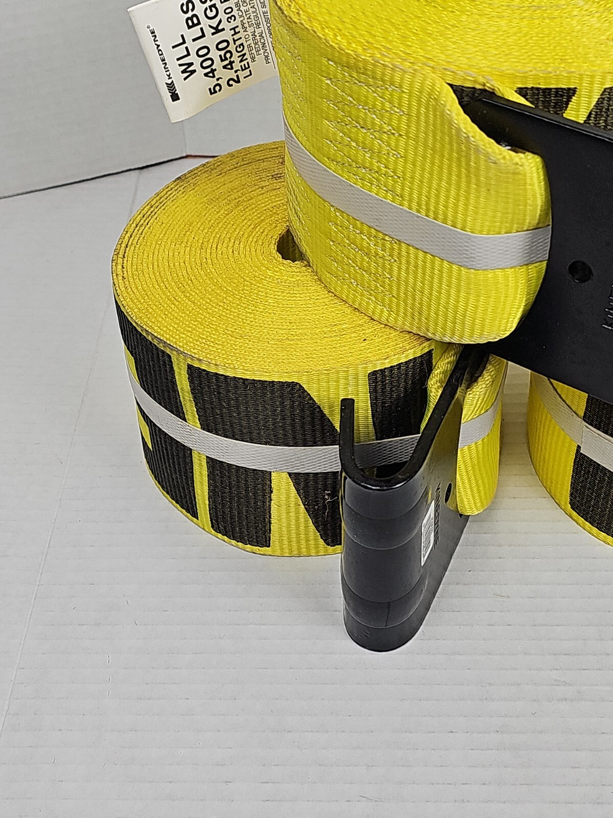 (3 Pack) Kinedyne 4"x30' Winch Straps with Flat Hook, Flatbed Tie Down Strap