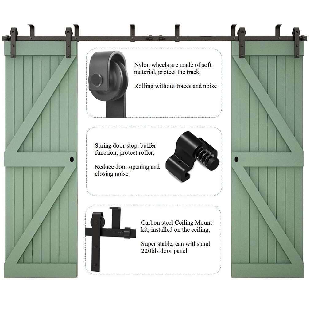 CCJH 4-20FT Ceiling Mount Sliding Barn Door Hardware Track Roller Kit Closet