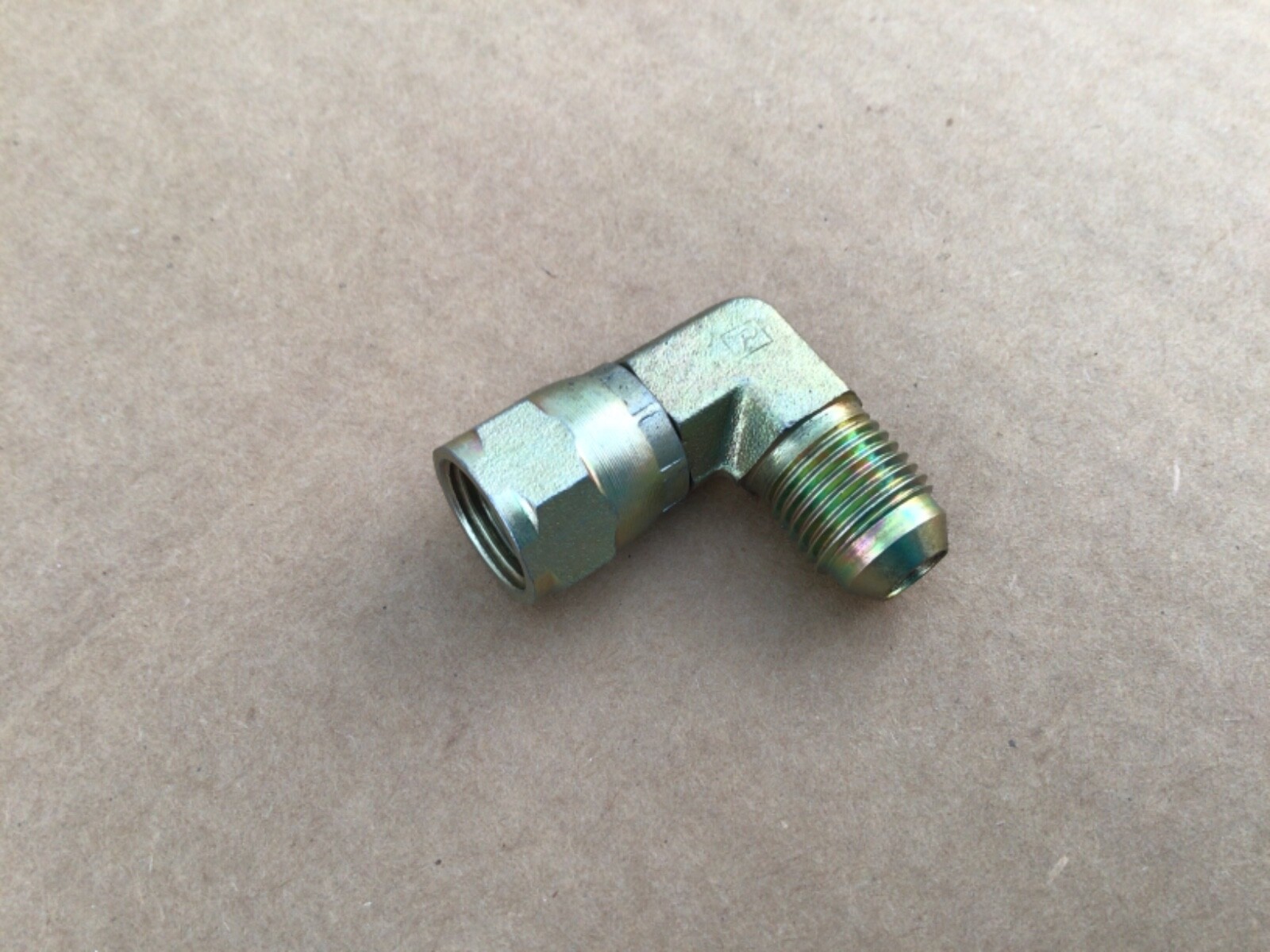 3/8" Male JIC X 3/8" Female Swivel JIC 90 Degree Fitting Parker