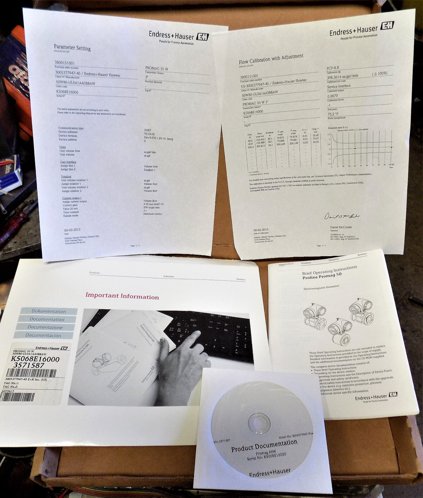 EH ENDRESS+HAUSER Parameter Setting Flow Calibration With Adjustment Document CD