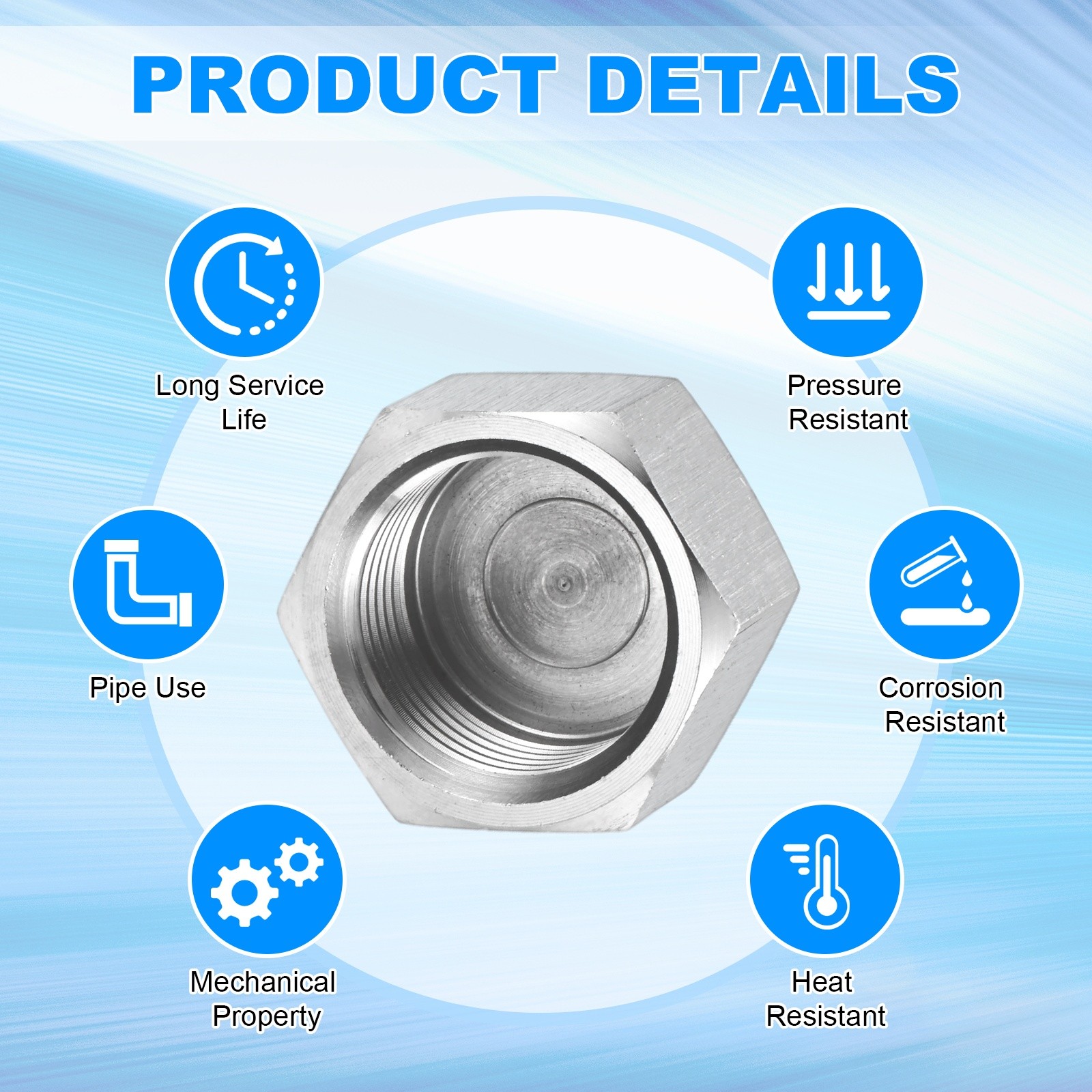 2-Pack Hex End Cap, M20*1.5 m Female Thread Pipe Fitting