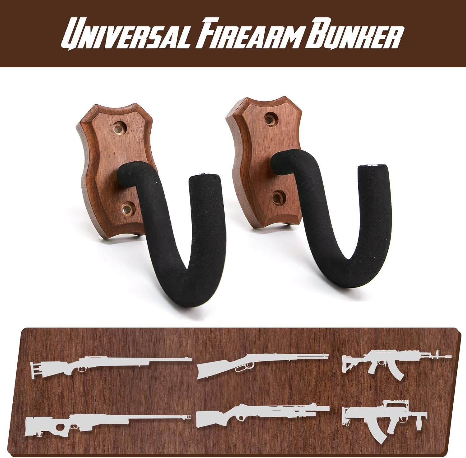 Wall-Mounted Soft Padded Gun Rack, Adjustable Horizontal Rifle Holder