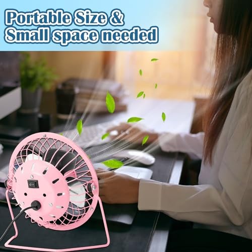 Glooglitter 4 Pcs USB Desk Fan - 360° Adjustable Rotation - Powerful
