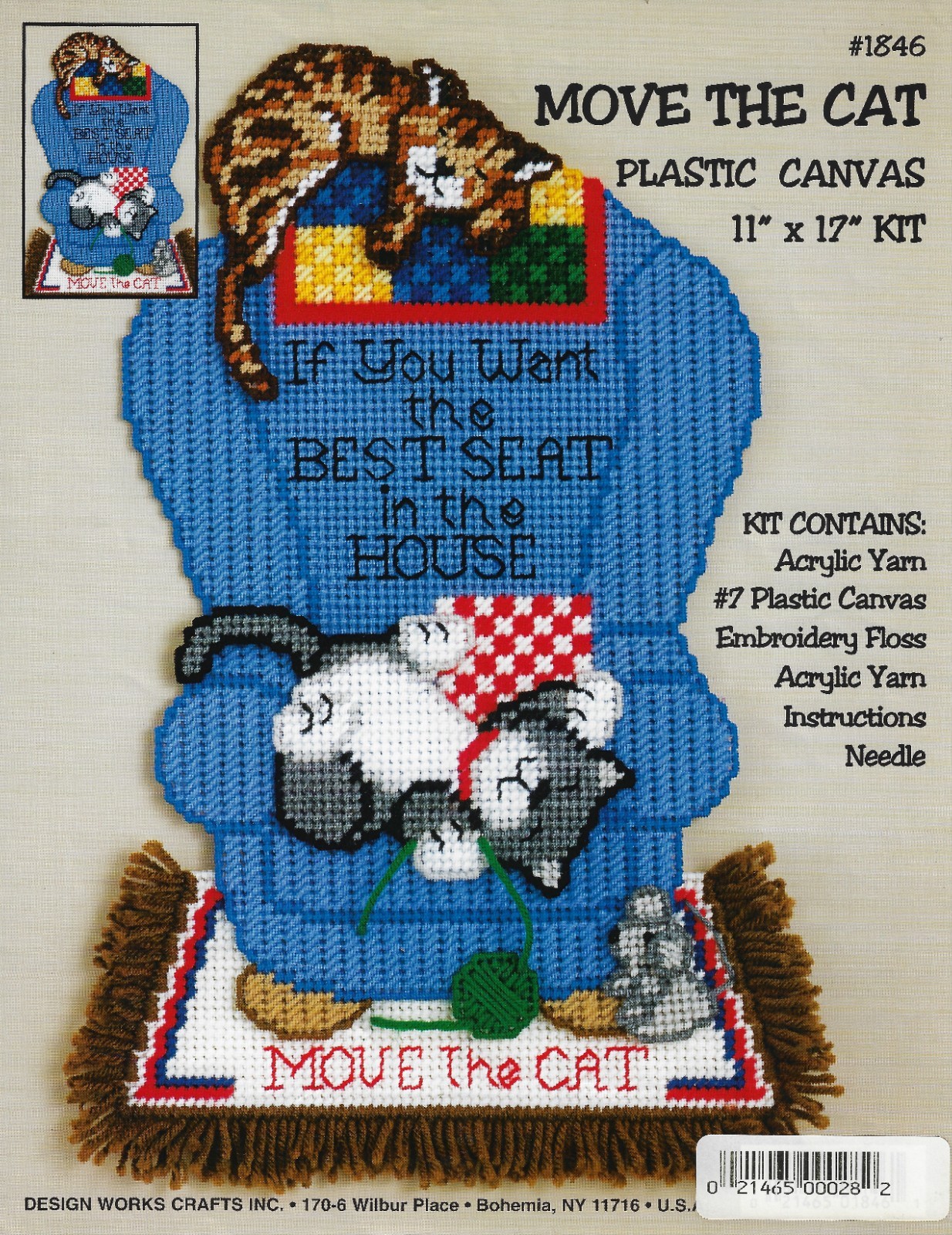 MOVE THE CAT  WALL HANGING 7ct  plastic canvas PATTERN  (#TF0450)