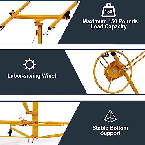 Drywall Hoist 16FT 150 LBS Locking Wheels Yellow