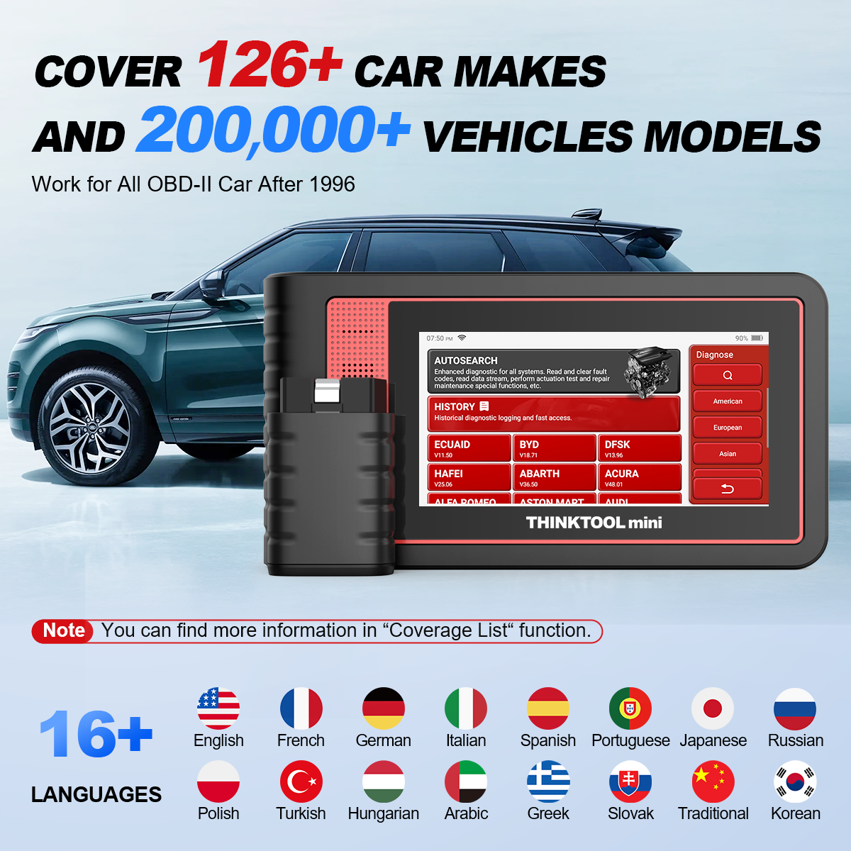 THINKTOOL Mini OBD2 Scanner Full System IMMO Car Diagnostic Tool Code Reader