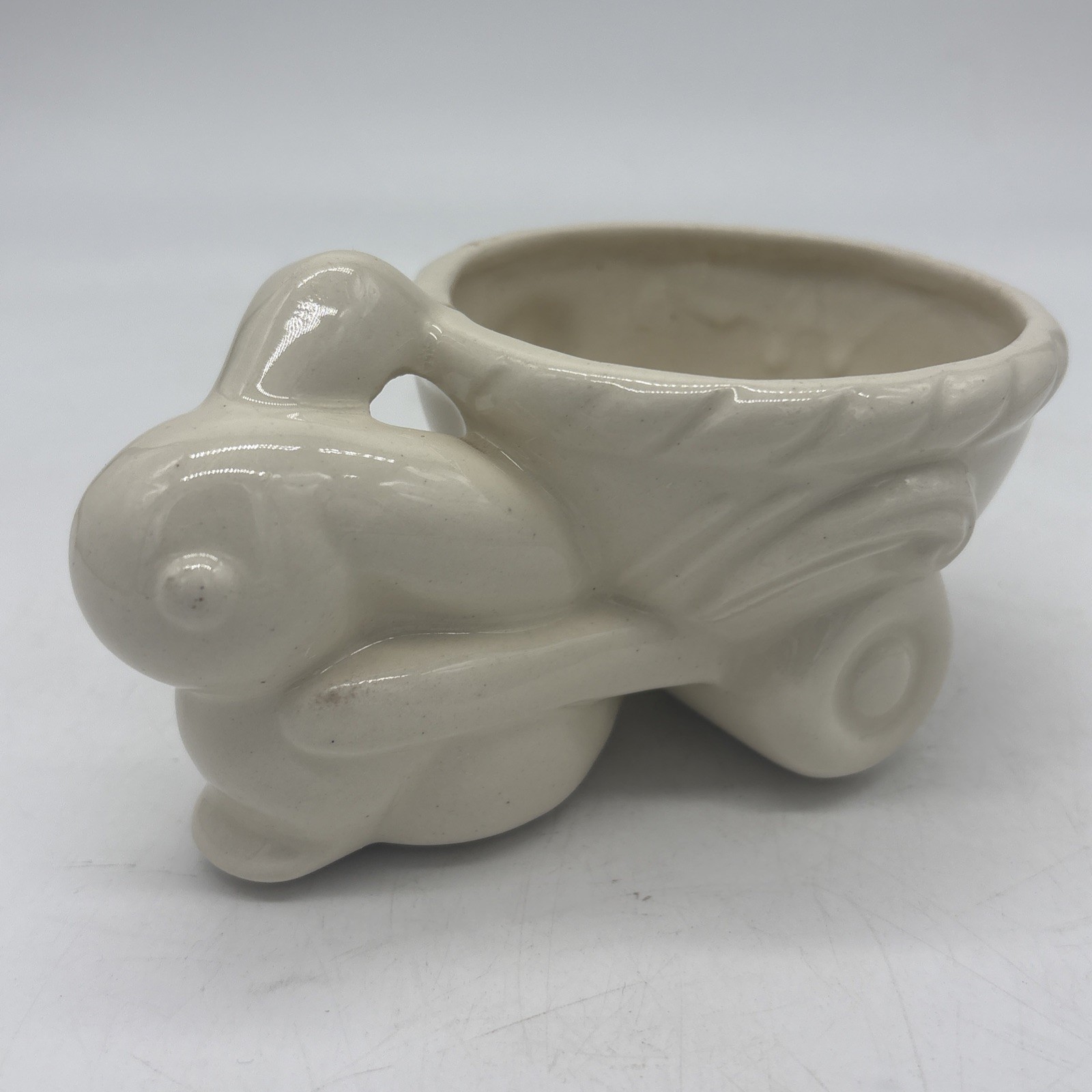 Easter Pottery Mid Century  McCoy ? Unmarked Egg Basket Rabbit Planter