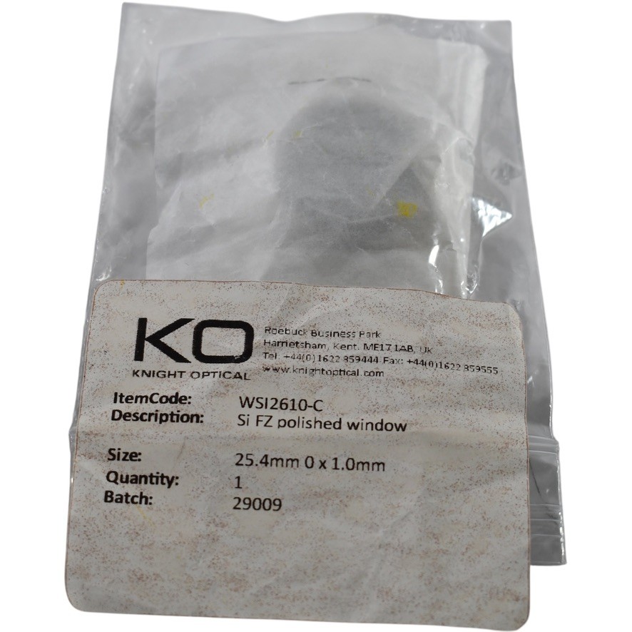 NEW Knight Optical WSI2610-C Silicon FZ Polished Window 25.4mm Dia 1.0mm Thk