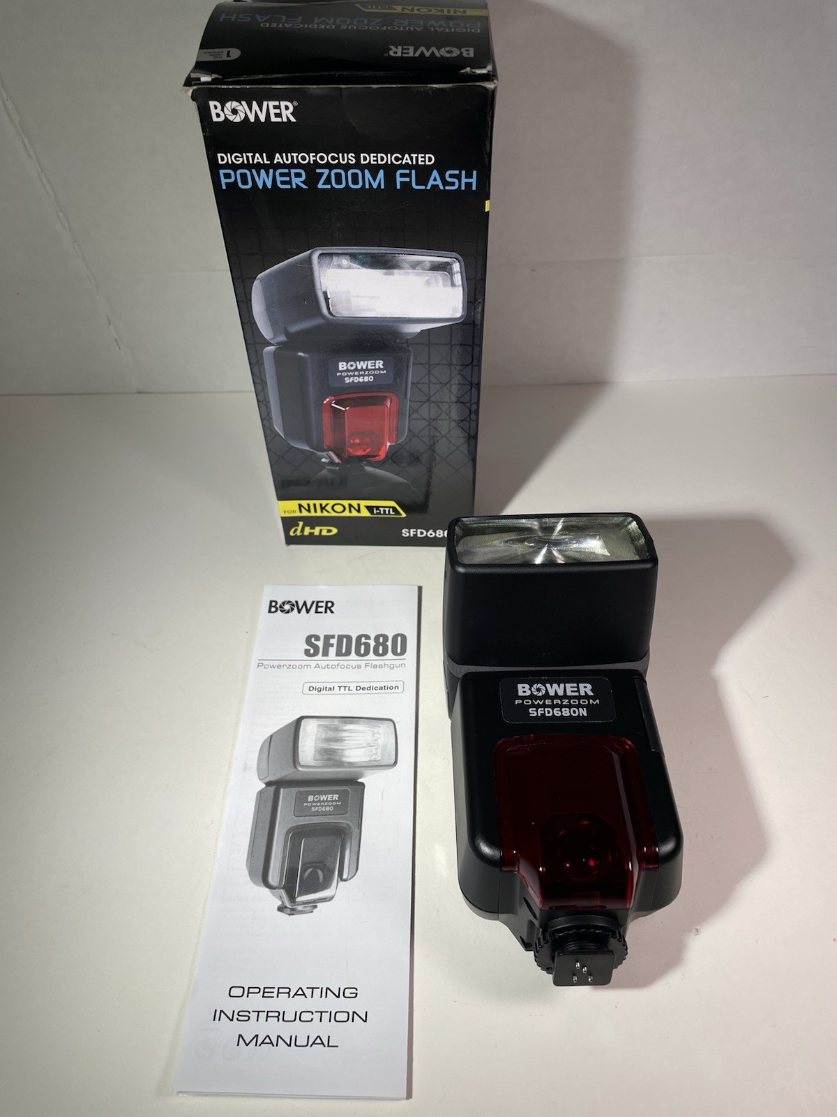 Bower SFD680N Power Zoom Shoe Mount Digital TTL Flash for Nikon Cameras NOB