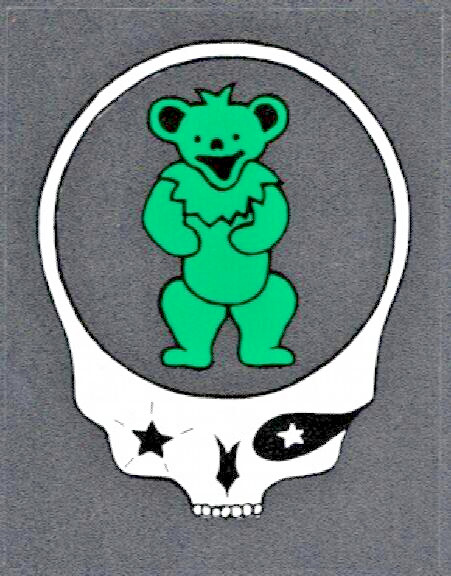 Grateful Dead Decal Sticker Vintage Original Skeleton Skull Green Teddy Bear