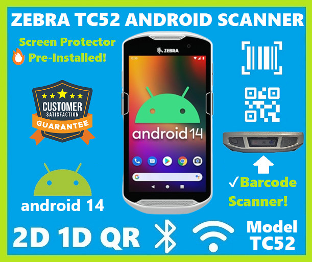 ✅Zebra TC52 Wireless Android 2D/1D/QR Barcode Scanner Handheld📱 w/ Battery🔋!