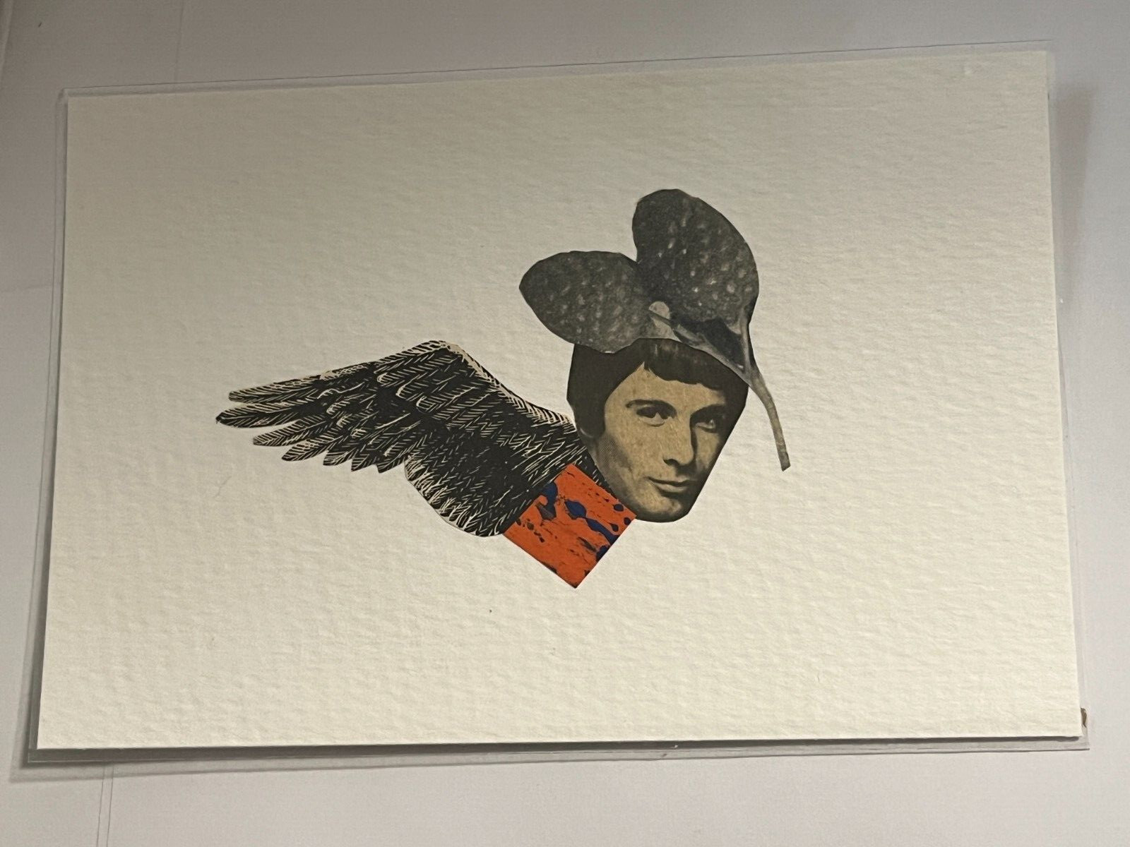 Flying Man Bird ACEO Artist Original 6x4 Postcard Collage Art Mixed Media