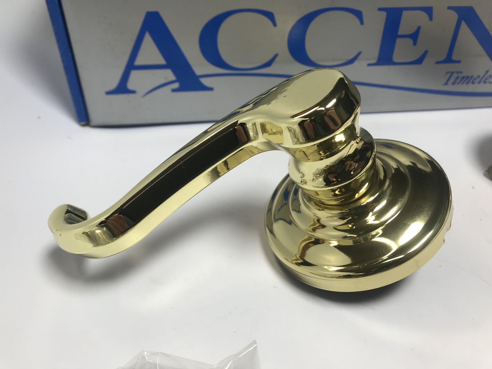 Schlage Callington Interior Left-Handed Lever with Deadbolt - Bright Brass