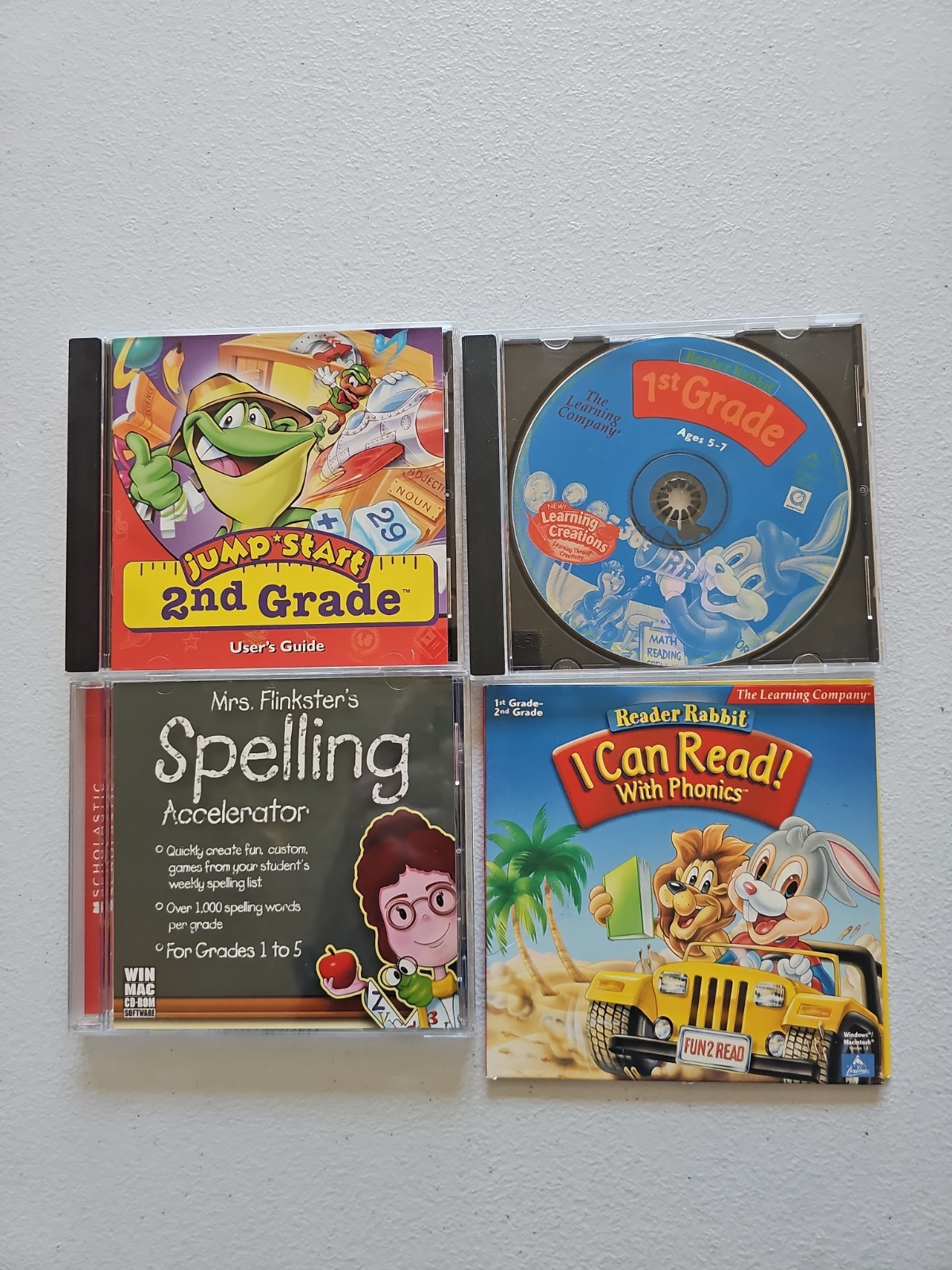 Kids Educational PC Games Lot x4 | Reader Rabbit, Spelling Accelerator 1/2 Grade