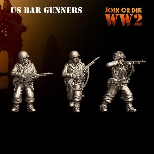 WW2 US Infantry BAR & SMG X6 miniatures 28mm ideal Bolt Action/Chain of Command