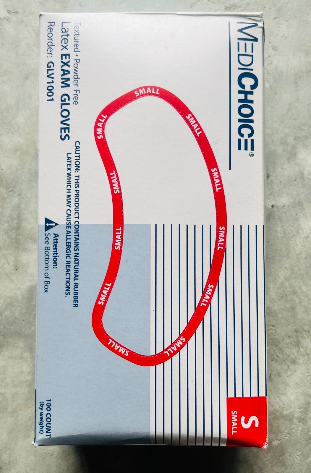 ONE BOX/100 GLOVES Textured Latex Power-free Non-Sterile Gloves/ Small- GLV1001