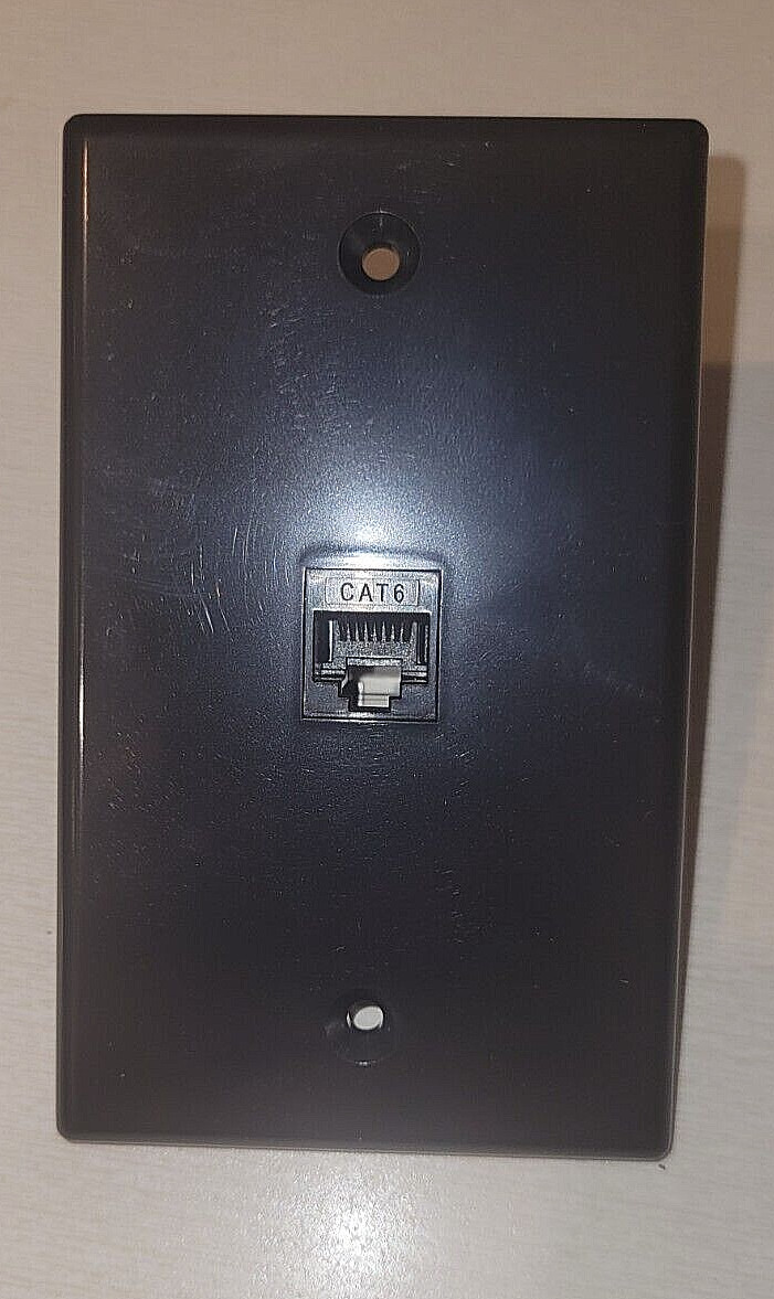 10 New Ethernet Wall Plate CAT6 1-Port RJ45 Single Gang Network Female Black