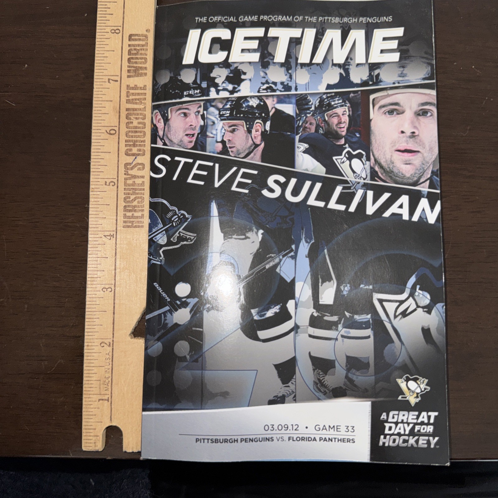 Pittsburgh Penguins Florida Panthers 3/9/2012 Sullivan IceTime Game 33 Program