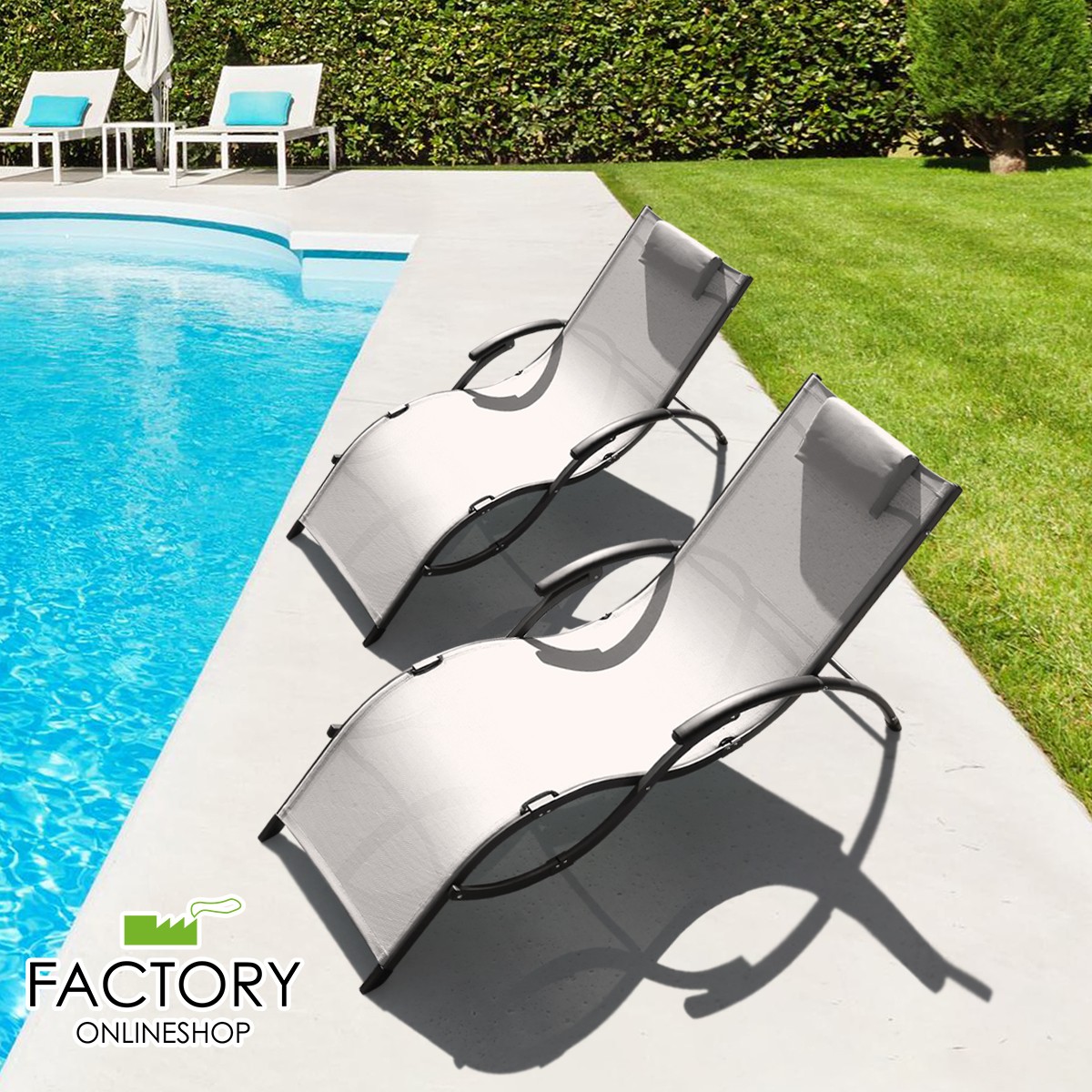2x Outdoor Chaise Lounge Chair Patio Reclining Folding Beach Sun Lounger Pool