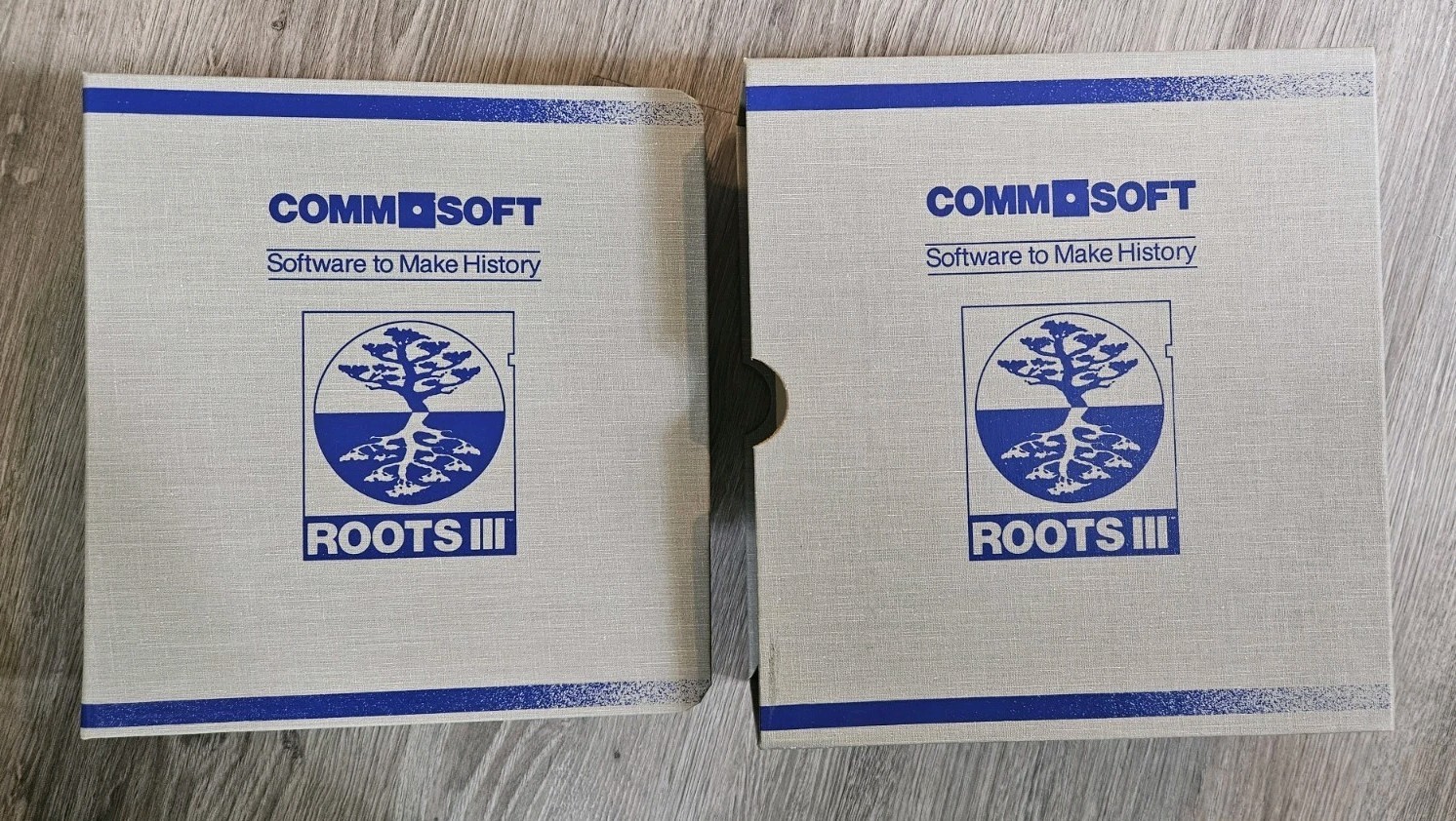Roots III Genealogy IBM Software, 1988 CommSoft, Complete & software floppy disc