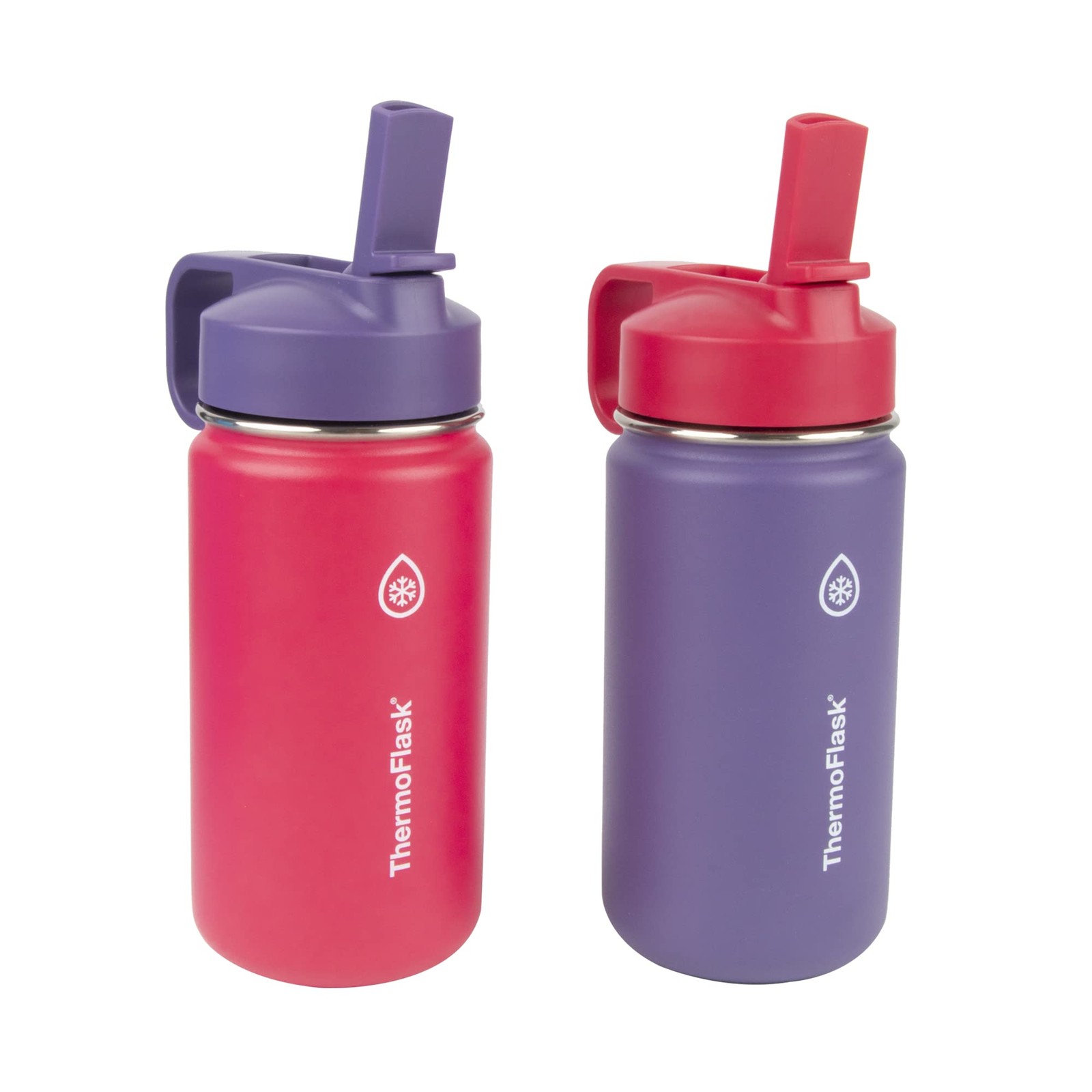 Kids 14 oz Insulated Water Bottles with Straw Lid BPA-Free Stainless Steel Le...