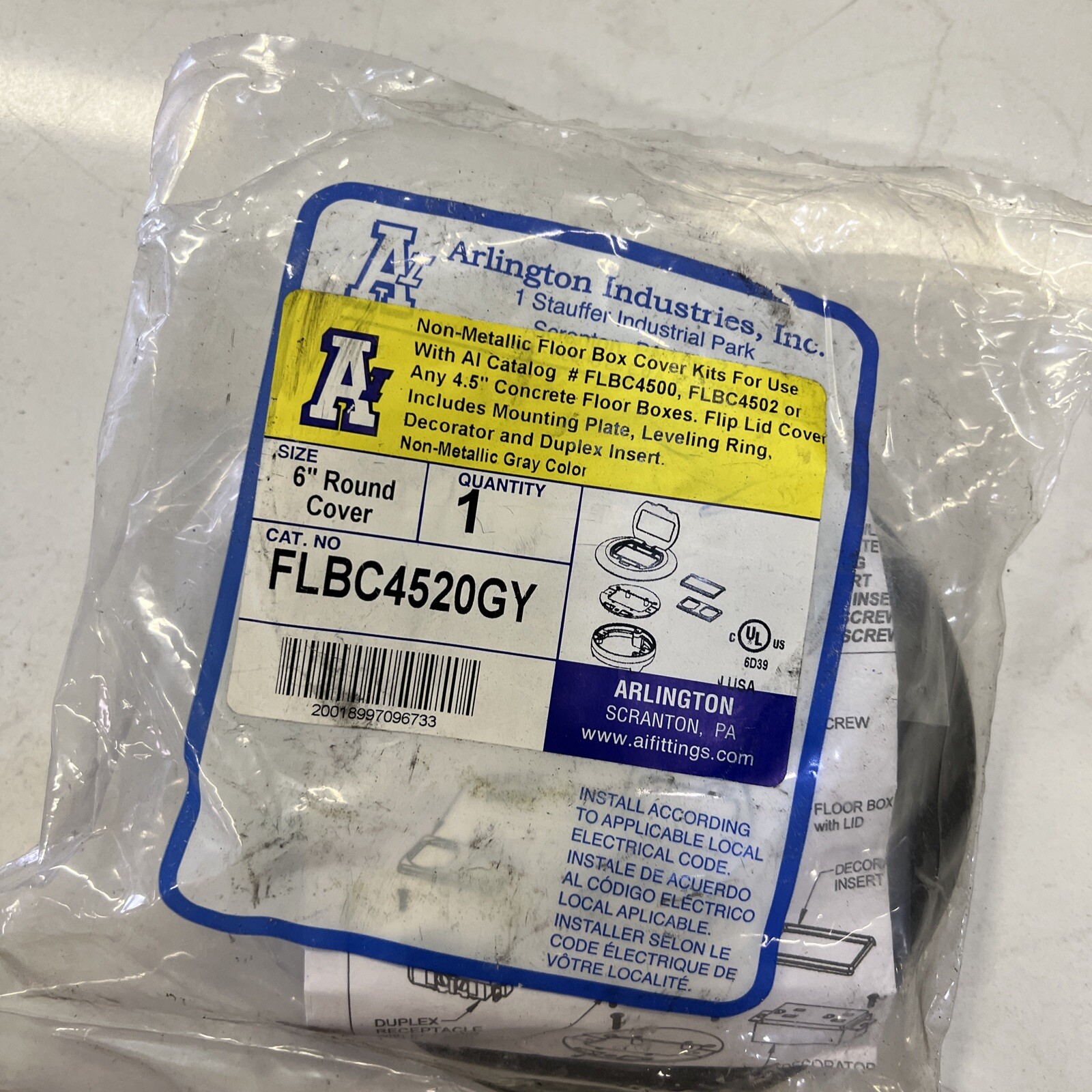 Arlington FLBC4520GY- 6" Floor Cover