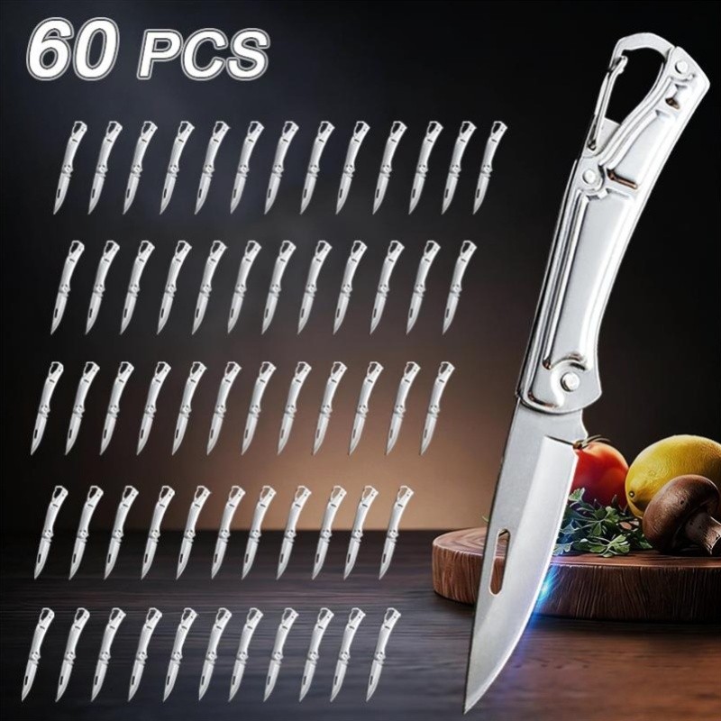 60PCS Stainless Steel Folding Knife Handcrafted Utility Knife for Craftsmen
