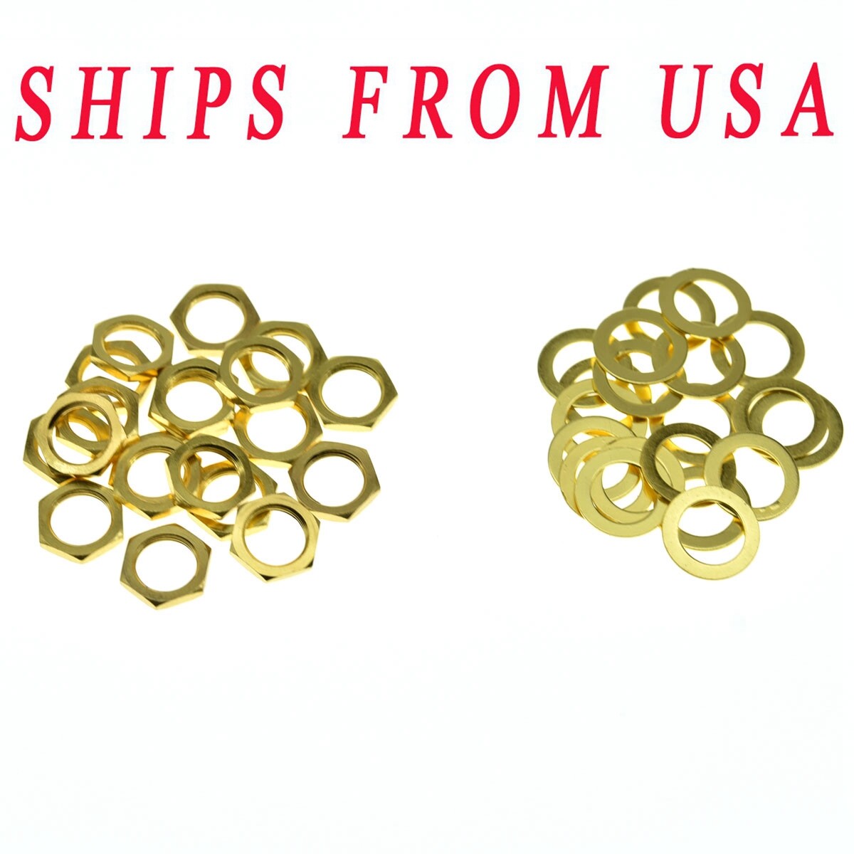 Set of 20 Guitar Input Output Jack Socket Nuts and Washer Metric Jack Nuts Gold