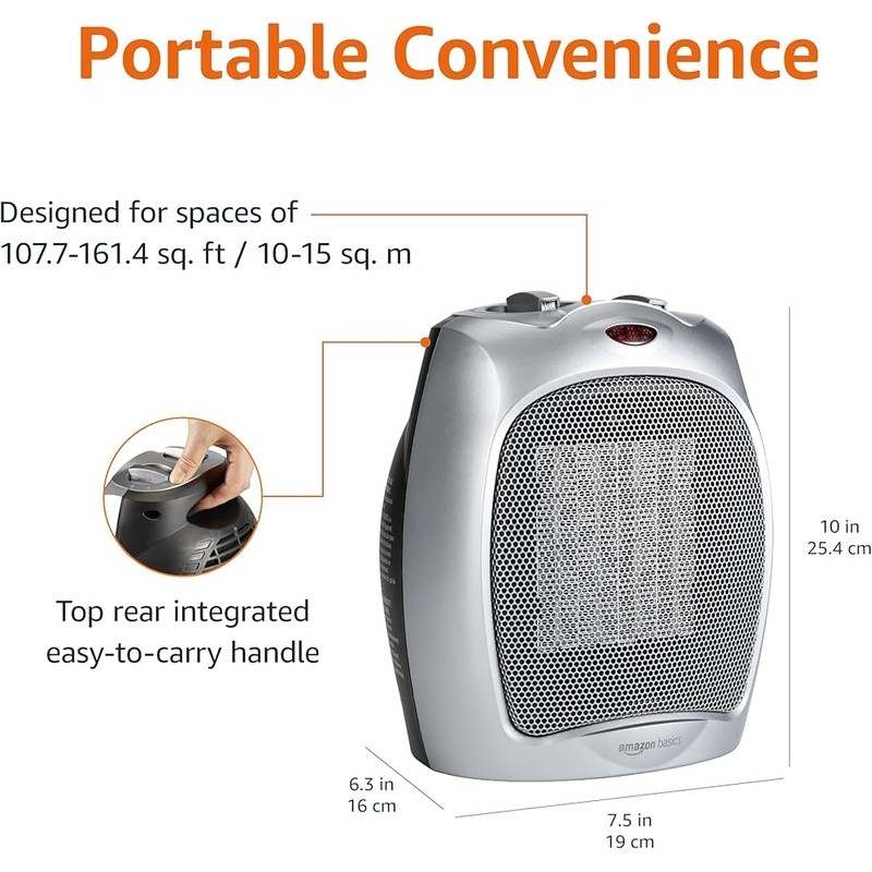 Portable Ceramic Space Heater W/ Adjustable Settings & Safety Features New