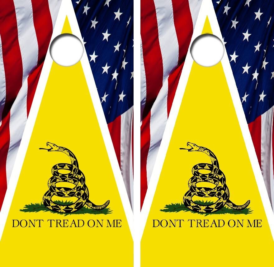 Don't Tread On Me American Flag Cornhole Board Wraps #2579