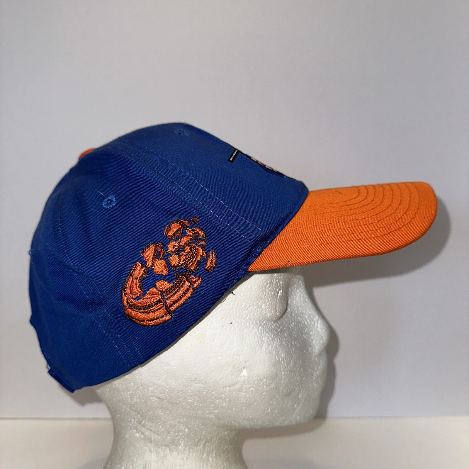 Scholastic Clay Target Program Hat Cap Orange Bill Royal Blue Hook Loop EUC