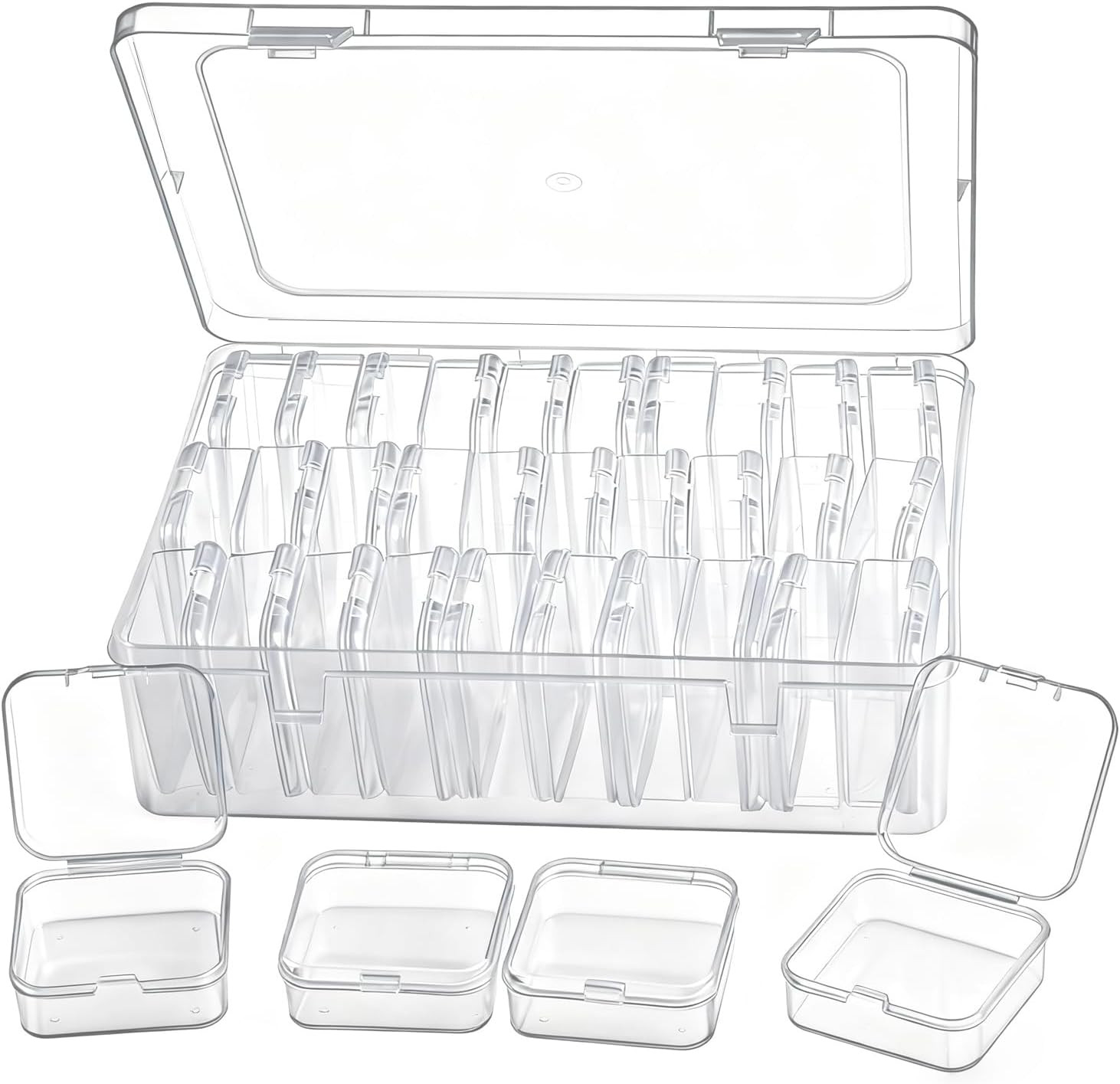 Bead Organizer Box，31Pcs Clear Bead Organizers and Storage Mini Rectangle Plasti