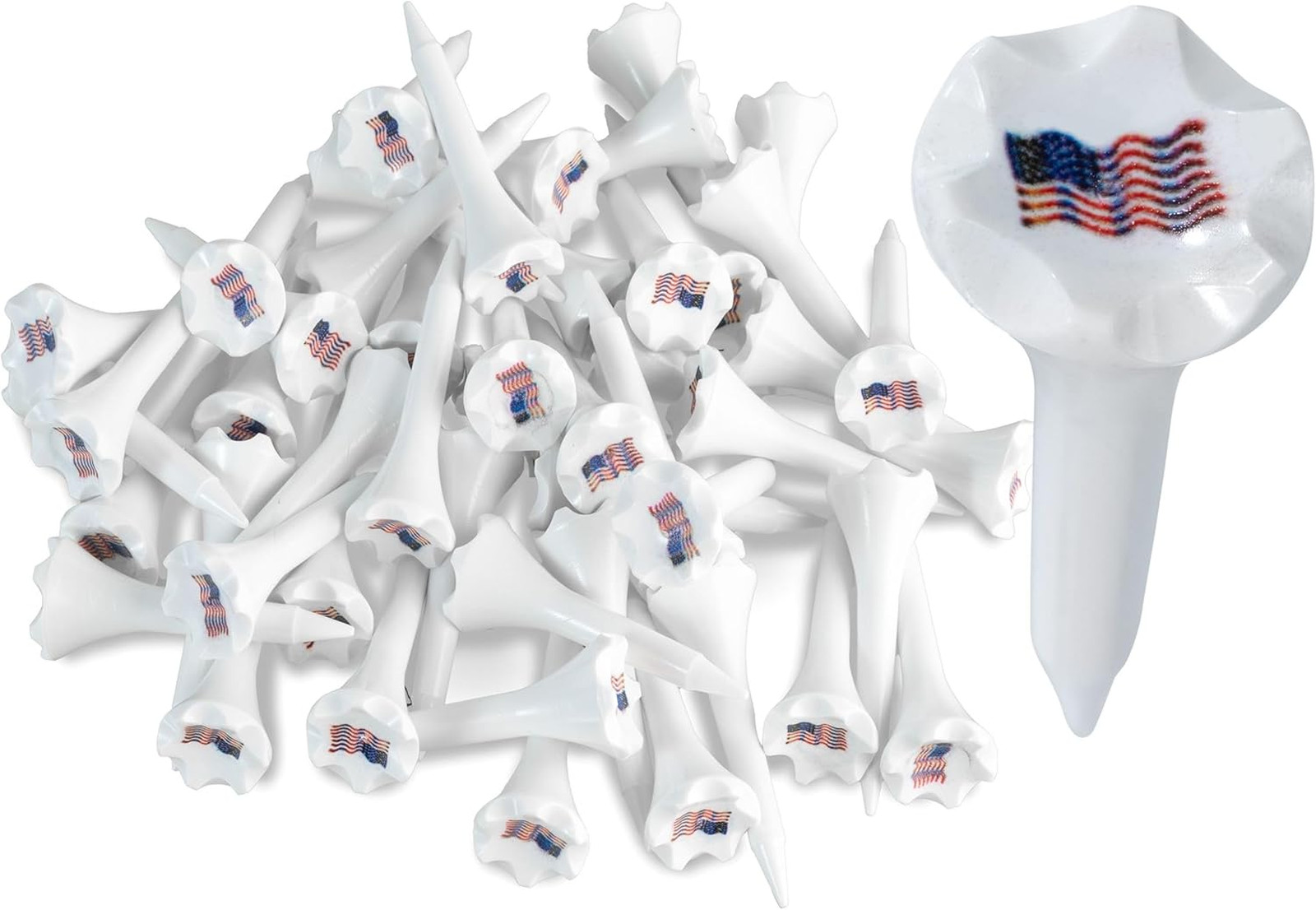 Plastic Golf Tees 1 1/2 Inch High Visibility White Pack of 50 or 100 for Irons