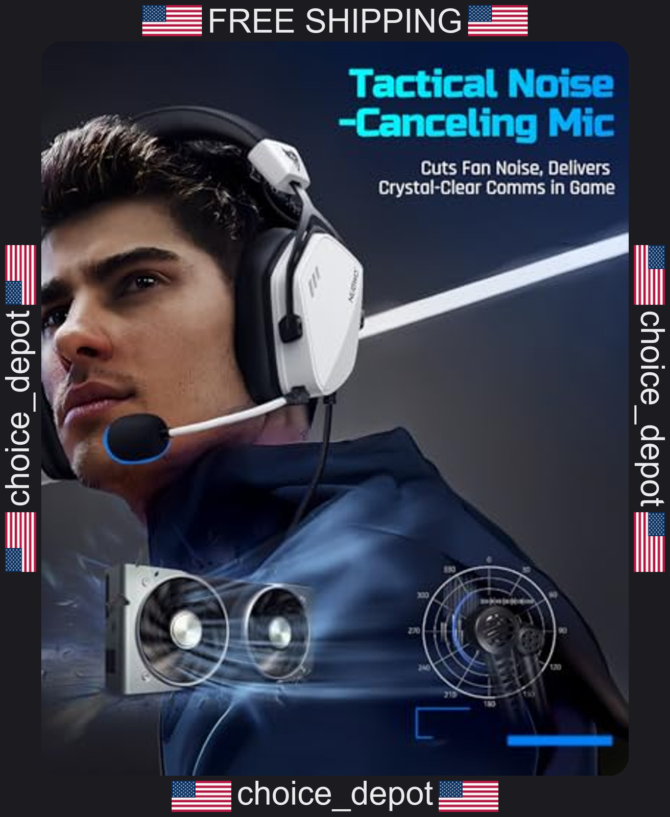 USB Gaming Headset with 50mm Drivers for PC and Consoles